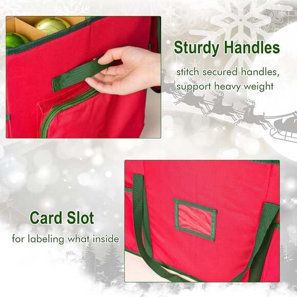 Christmas Ornament Storage Box -Up to 160 Holiday Ornaments with Adjustable Divi - Picture 5 of 7